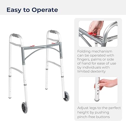 FOLDING 2 WHEELED WALKER - ADULT/YOUTH