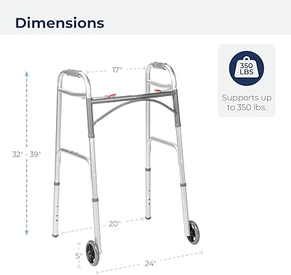 FOLDING 2 WHEELED WALKER - ADULT/YOUTH