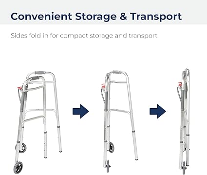 FOLDING 2 WHEELED WALKER - ADULT/YOUTH