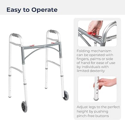 FOLDING 2 WHEELED WALKER - ADULT/YOUTH